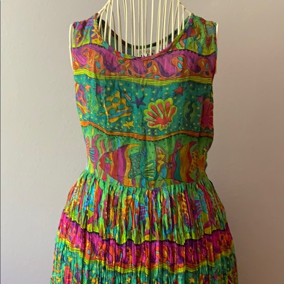 VTG 🐠 🐚 Colorful Fish dress Vibrant STUNNING - Picture 10 of 16